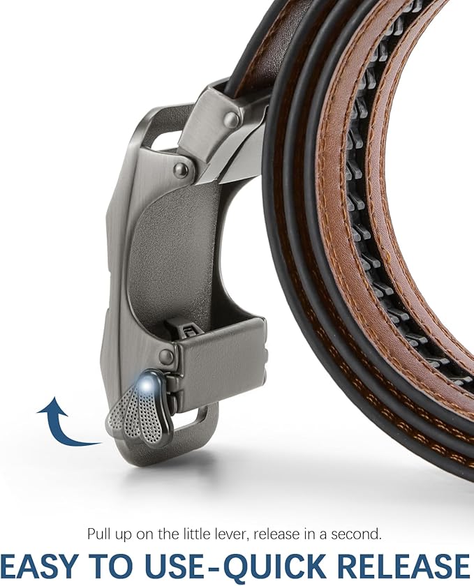 BOSTANTEN Mens Belt Leather Ratchet Belt For Men Dress and Casual with Adjustable Buckle, Trim to Fit