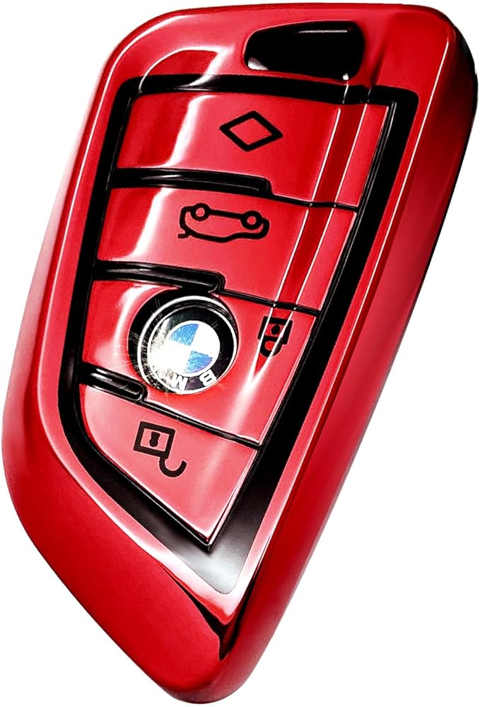 Creativity Suitable for BMW key fob Cover. Advanced soft TPU key box is compatible with F30 F45 F55 G20 G30 X1 X3 X4 X5 X6 X7 3 5 6 7 8 M5 M6 GT series smart key (Type B Red single Key Case)