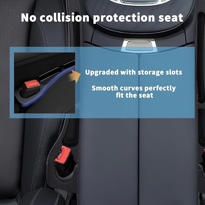 Car Seats Gap Filler Dual-Slot Car Seat Gap Organizer – with Belt Slot, Anti-Drop Gap Filler for Cars & SUVs – No More Lost Items, All Within Reach (2PCS) (Beige)
