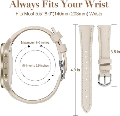 18mm Slim Leather Band Compatible with Garmin Venu 3S 41mm/Venu 4 41mm/Venu 2S/Vivoactive 4S/Vivomove 3S/Forerunner 255S/Forerunner 265S, Quick Release Thin Narrow Soft Strap for Women Men