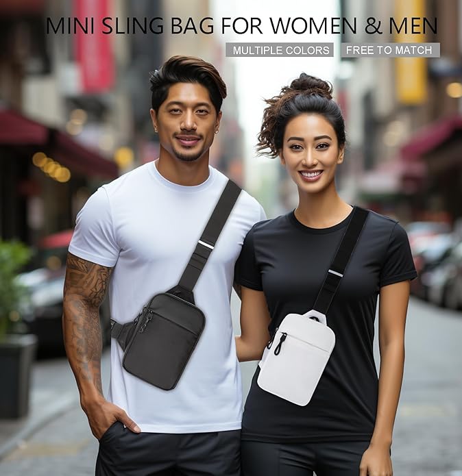 higouta Mini Sling Bag for Men Women, Small Crossbody Casual Utility Chest Phone Bag for Travel Workout