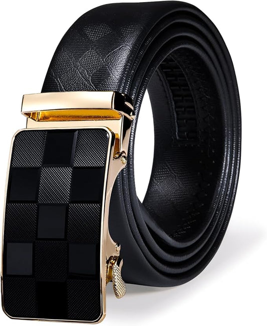Barry.Wang Mens Belts Leather Ratchet Automatic Buckle Slide Click 1 3/8" Designer Dress Fashion Classic Casual Work Business