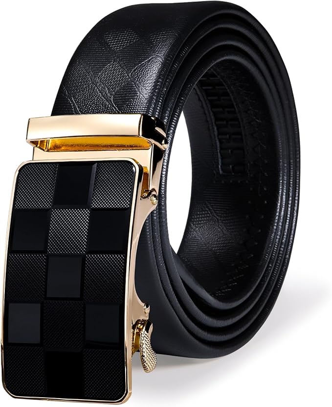 Barry.Wang Mens Belts Leather Ratchet Automatic Buckle Slide Click 1 3/8" Designer Dress Fashion Classic Casual Work Business