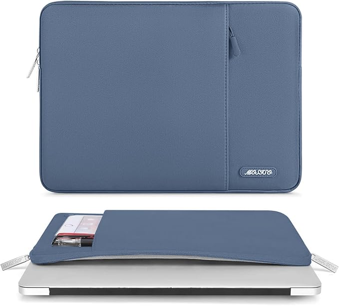 MOSISO Laptop Case 14 inch, 14 inch Laptop Sleeve Compatible with HP Lenovo Dell ASUS Acer, HP Stream, Dell Latitude, Lenovo IdeaPad, Polyester Vertical Computer Sleeve Bag with Pocket, Steel Blue