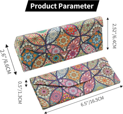 Foldable Glasses Case, Magnetic PU Leahter Sunglasses Case, Cute Hard Shell Folding Eyeglass Cases for Women Kids