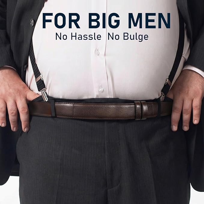 SANSTHS Mechanic Buckless Belts for Men, No Scratch Leather Work Belt Hook & Loop Tsa Belt for Technician Travel Gifts