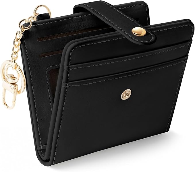 Jogjam Black Rfid Ladies Wallet, Small Slim Thin Compact Credit Card Women Wallet, PU Leather Bifold Cash Zipper Coin Pocket ID Window for Female