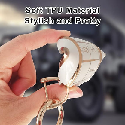 for Jeep Key Fob Cover Keychain Soft Full Protection Key Case Shell, Car Accessories for Man,Girls, Women, Compatible with Jeep Smart Key 3 4 5 Buttons Protector(White)