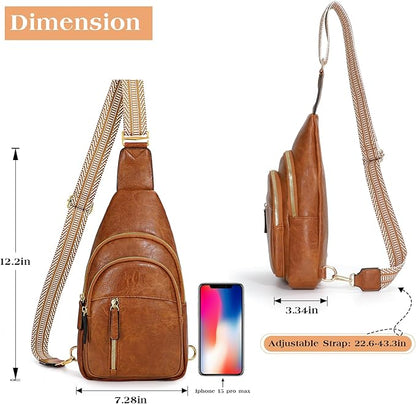 SUOSDEY Sling Bags for Women - Crossbody Leather Sling Backpack Chest Shoulder Bags for Casual Traveling Hiking Cycling