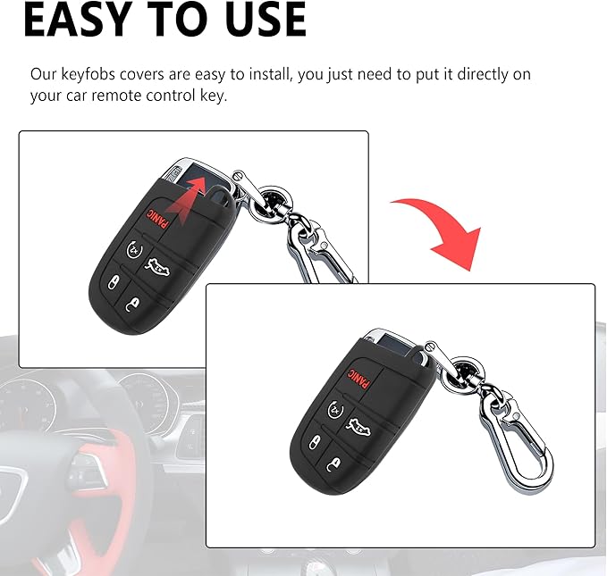 Stacool 5 Buttons Key Fob Cover,Key Fob Replacement for Protecting Remote Key,Key Fob Case Compatible with Jeep Dodge Chrysler (White)
