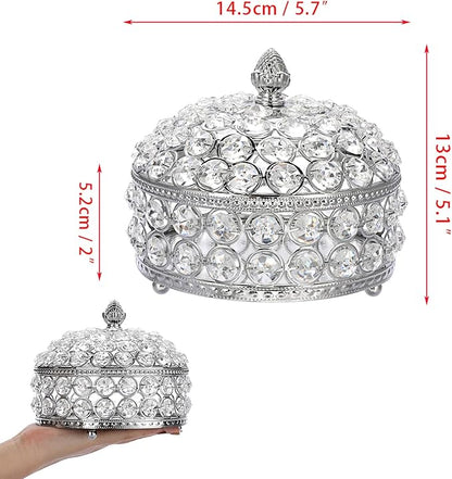 Hipiwe Crystal Mirrored Jewelry Box Trinket Organizer Box Luxury Decorative Ring Box Earrings Storage Holder Keepsake Box Birthday Christmas Gift for Women, X-Large