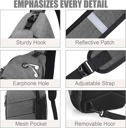 Pritent Crossbody Bags for Women Men Trendy Sling Bag Backpack Casual Chest Bag with Convertible Shoulder Strap