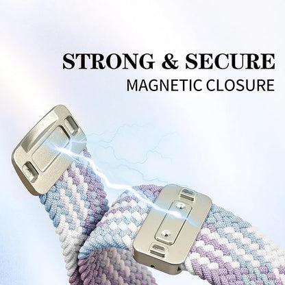 20mm Magnetic Braided Nylon Band Compatible With Garmin Vivoactive 6/Vivoactive 5/3/3 Music Watch Bands, Quick Release Stretchy Strap Replacement for Venu Sq 2/Forerunner 55/165/245/645
