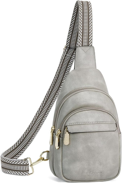 BOSTANTEN Small Sling Bag for Women Leather Crossbody Bags Fanny Pack Chest Bag for Travel