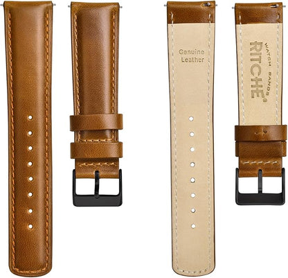 Ritche Christmas Gift Quick Release Leather Watch Bands Genuine Watch Straps for Men Women Top Grain Leather Watch Strap, White Elephant Gifts, Stocking Stuffers for Men, Father's Day gifts