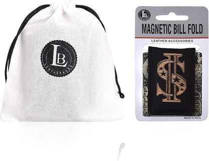 LB LEATHERBOSS Men's New Leather Strong Magnetic Money Clip