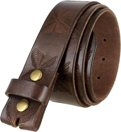 Genuine Full Grain Western Engraved Tooled Leather Strap or Belt 1-1/2" Wide