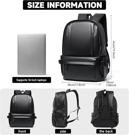 Laptop Leather Travel Backpack For Men Water-Repellent Carry On Back Pack For Travel Business Work computer Backpacks Fit 15.6" Laptop