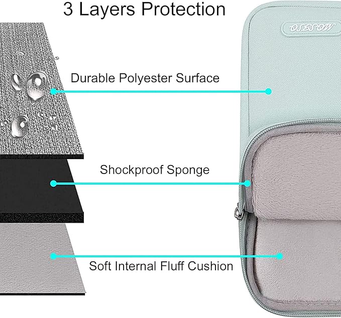 MOSISO Laptop Case 16 inch, 15-15.6 inch Laptop Sleeve Compatible with MacBook Pro 16 M5 M4 M3 M2 M1, HP Acer Dell Lenovo ASUS, Polyester Vertical Computer Sleeve Bag with Pocket, Mint Green