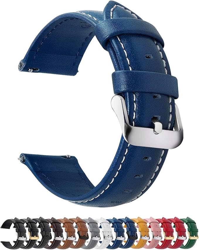 Fullmosa Watch Band, Quick Release Leather Watch Strap for Men Women, Replacement Bands Width 12mm 14mm 16mm 18mm 19mm 20mm 21mm 22mm 24mm