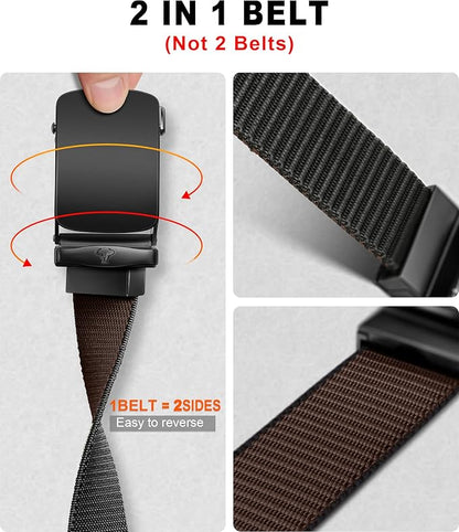 BULLIANT Men Belt-Reversible Ratchet Belt Stretchable for Gift Men Work Casual Golf 1 3/8"-Cut For Fit -2 In 1Belt