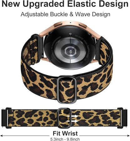 Lerobo Elastic Bands Compatible with Samsung Galaxy Watch 8 7 6 5 4 40mm 44mm/Galaxy Watch 8 Classic 6 4 Classic 43mm 47mm 42mm 46mm/5 Pro Band 45mm/Active 2,3 Pack 20mm Adjustable Nylon Sport Band