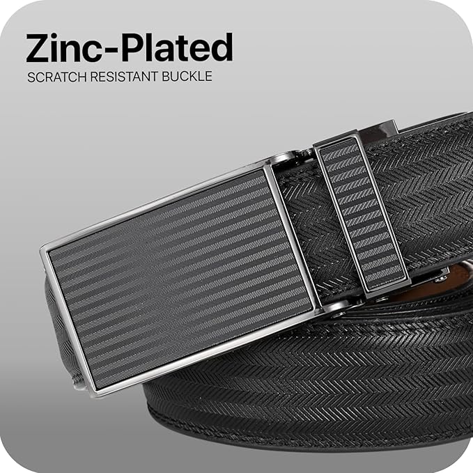 Marino Avenue Ratchet Belt for Men. Adjustable Leather Dress Belt with 38 Easy to Click Into Place Ratchet Closures.