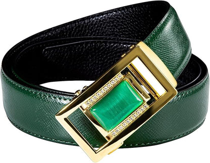 Dubulle Designer Mens Belts, Sliding Automatic Buckle Ratchet Dress Belt TOP Genuine Leather Strap Gifts