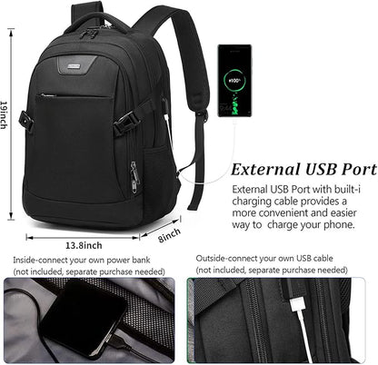 DUSLANG Anti-Theft Laptop Backpack, Black, 15.6-14-13 Inch Laptop Sleeve, USB Charging Port