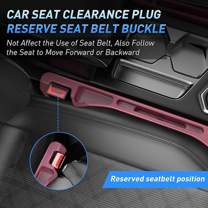 Car Seat Gap Filler 2Pack, Inserts Between Seats Console with Organizer Storage Upgraded Phone Holder Side Seat Gap Fillers Cars Front Seats Fill Plug Car Essentials for Vehicle SUV Truck (Wine Red)