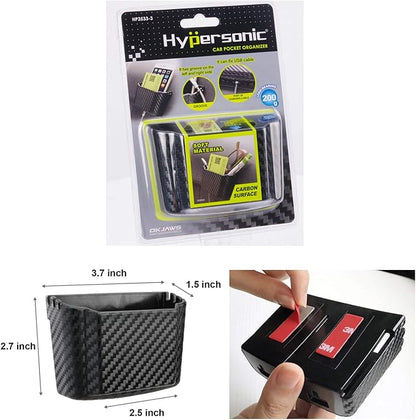 Hypersonic Front Seat Car Organizer Universal Vehicle Dashboard Pocket Holder Plastic Black Cargo Storage Box Holds Phone Money Cards Keys Glasses Remote