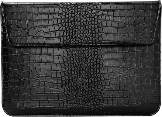 MOSISO Laptop Case 13 inch, 13 inch Laptop Sleeve Compatible with MacBook Neo 13 A18 Pro A3404 Air M4 M3 M2 M1 2026-2018 / Pro M2 M1 2026-2016, Crocodile Grain PU Leather Flap Case Bag, Black
