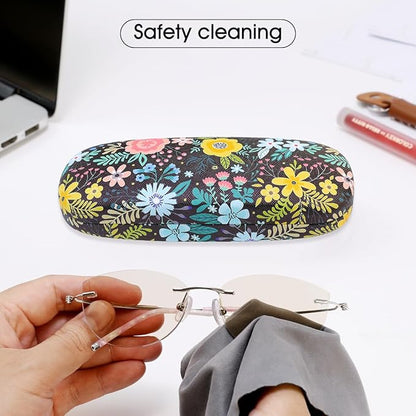 PERFECTSIGHT Hard Shell Eyeglasses Case, PU Leather Protective Glasses Case, Cute Eyeglass Case for Women Men Girls