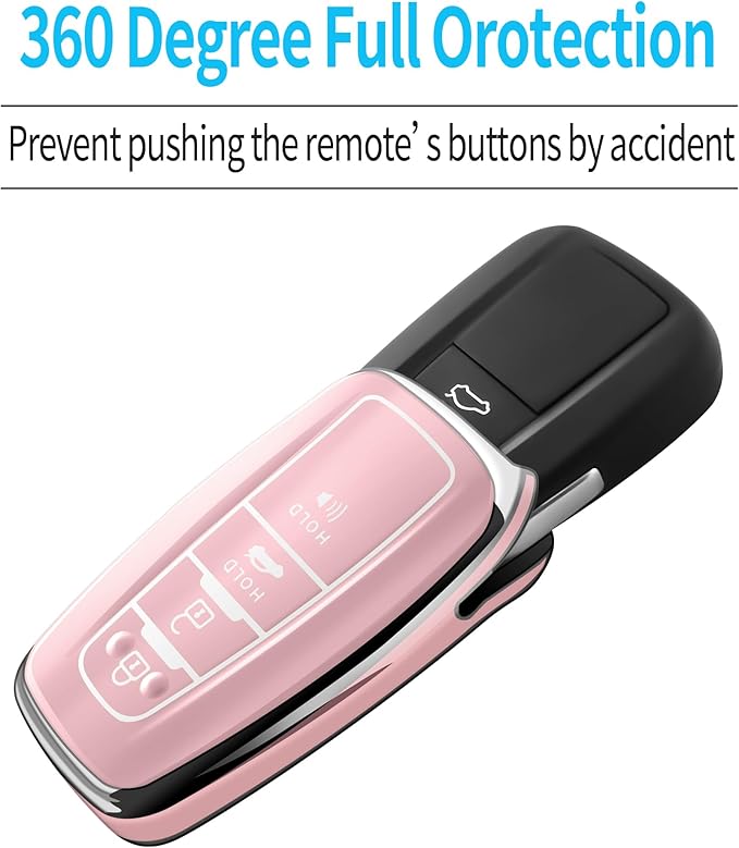 Tukellen for Toyota Key Fob Cover with Keychain,Special Soft TPU Key Case Protector for 2019-2025 RAV4 2020-2022 Highlander Corolla Prius,2018-2024 Camry Avalon C-HR GT86-Chalk Pink