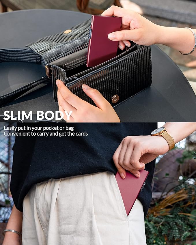 VULKIT Minimalist Credit Card Holder Pop Up Cards RFID Protection Slim Metal Wallet