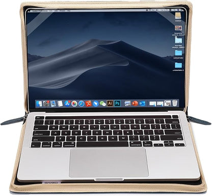MOSISO Laptop Sleeve Case Compatible with MacBook Air 13 inch M4 A3240 M3 A3113 M2 A2681 M1 A2337 A2179 A1932 2025-2018/Pro 13 inch M2 M1 2025-2016, PU Leather Vintage Portfolio Cover, Peacock Blue