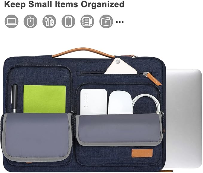 MOSISO 360 Protective Laptop Case 14 inch, 14 inch Laptop Sleeve Compatible with HP Lenovo Dell ASUS Acer, HP, Dell Latitude, Lenovo, Side Open Carrying Case with 4 Zipper Pockets&Handle, Navy Blue