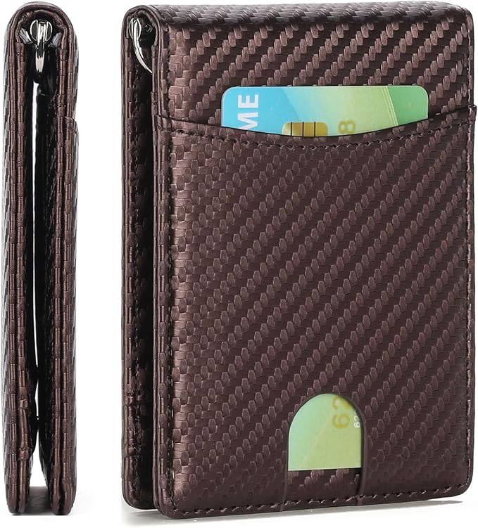 Wallet for Men Leather Slim Bifold Card Holder RFID Blocking Minimalist Front Pockets Wallet with Money Clip