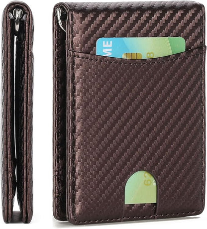 Wallet for Men Leather Slim Bifold Card Holder RFID Blocking Minimalist Front Pockets Wallet with Money Clip
