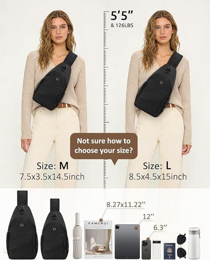 Pritent Crossbody Bags for Women Men Trendy Sling Bag Backpack Casual Chest Bag with Convertible Shoulder Strap