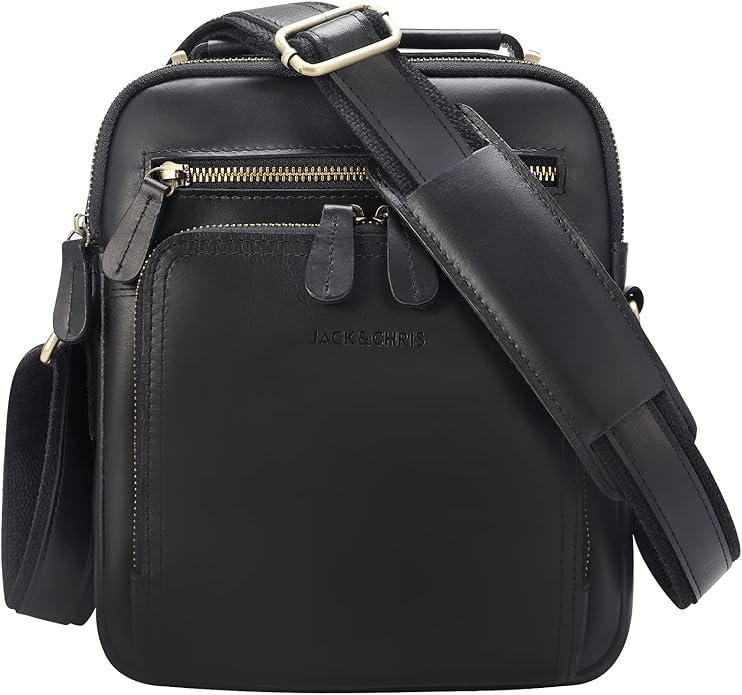 Jack&Chris Leather Messenger Bag for Men, Man Purse Crossbody Bags for Work Business