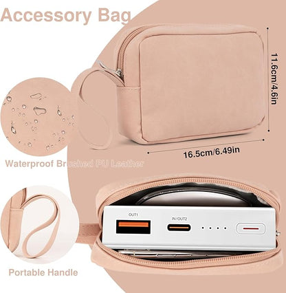 Allinside 13-14 Inch Laptop Sleeve Case for MacBook Pro 14" 2021-2026/MacBook Air 13" 2010-2017/MacBook Pro 13" 2010-2015, Waterproof PU Matte Leather Sleeve with Stand & Accessory Pouch, Pale Pink