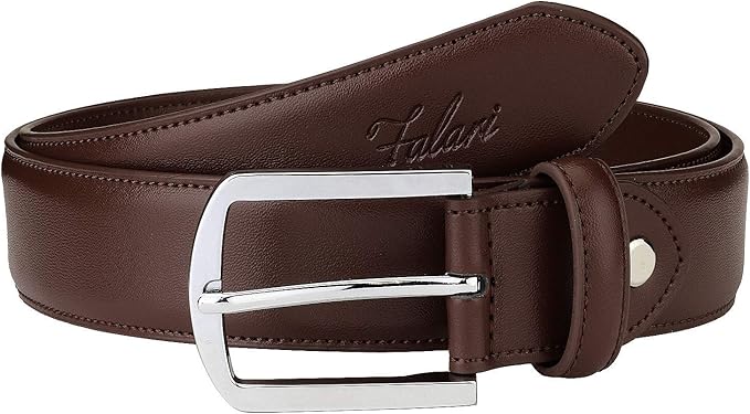 Falari Men Genuine Leather Casual Dress Belt With Single Prong Buckle, Classic Style Belt