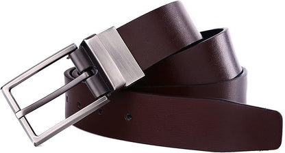 beltox fine Men's Dress Belt Leather Reversible 1.25" Wide Rotated Buckle Gift Box