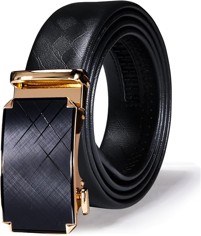 Dubulle Men's Ratchet Belt Gold/Black/Red/Green/Blue/White Automatic Buckle Business Casual Belt Gift - Adjustable Fit