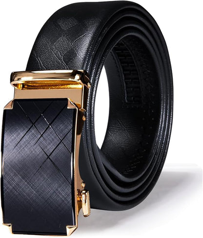 Dubulle Men's Ratchet Belt Gold/Black/Red/Green/Blue/White Automatic Buckle Business Casual Belt Gift - Adjustable Fit