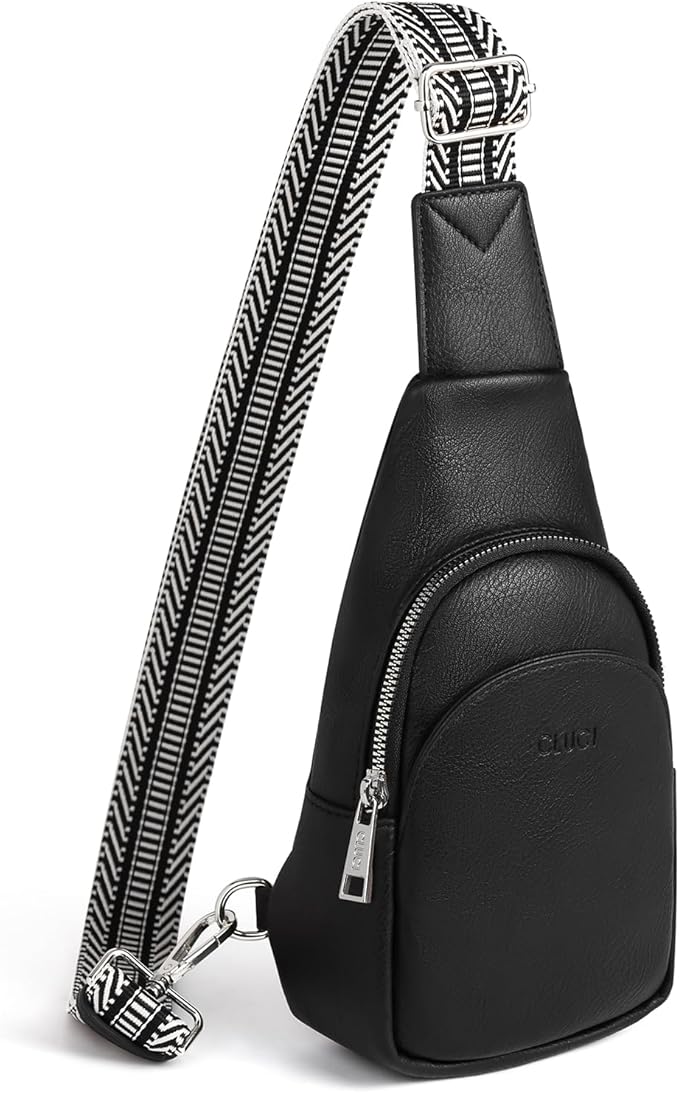 CLUCI Small Sling Bag for Women, Vegan Leather Fanny Pack Crossbody Bags for Women, Chest Bag With Guitar Strap
