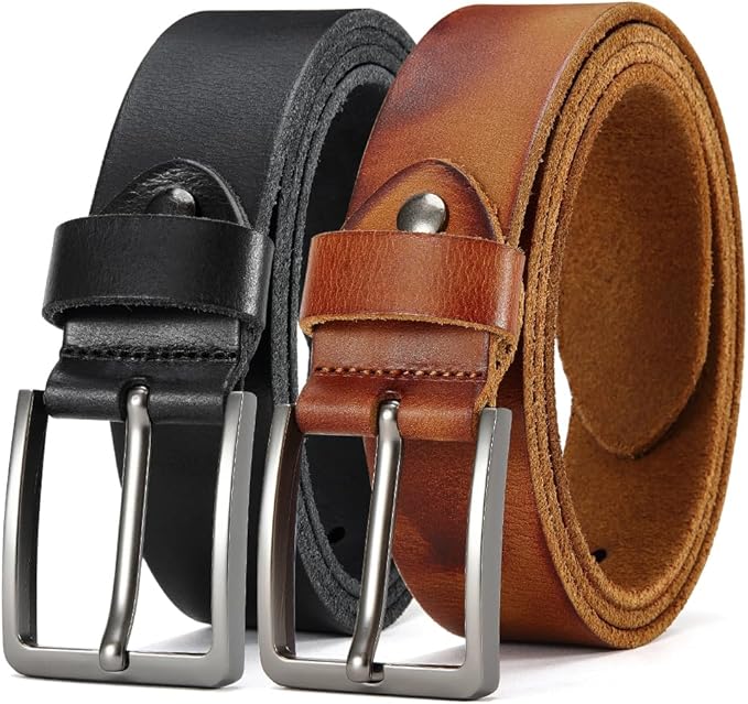 DOOPAI Men's Genuine Leather Casual Belt -Full Grain Leather Belt for Men- 1.5" Handmade Jeans Belt with Gift Box