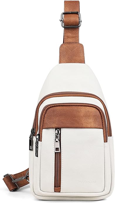 MASINTOR Sling Bag for Women - Crossbody Bags Fanny Pack with Vegan Leather - Adjustable Sling Backack for Travel