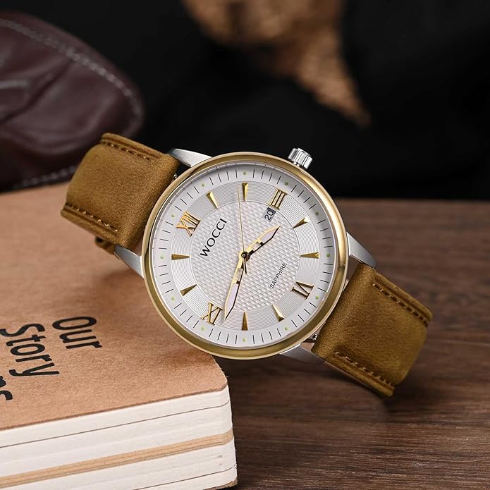 WOCCI Quick Release Watch Band, Distressed Genuine Leather, Stainless Steel Buckle, Strap Width 18mm 19mm 20mm 22mm 24mm